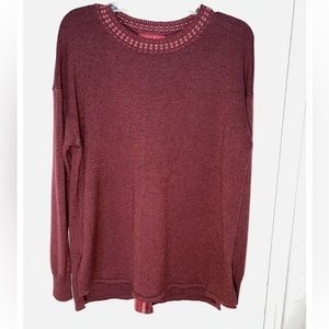 Krimson Klover Maroon Merino Blend Knit Crew Neck Sweater